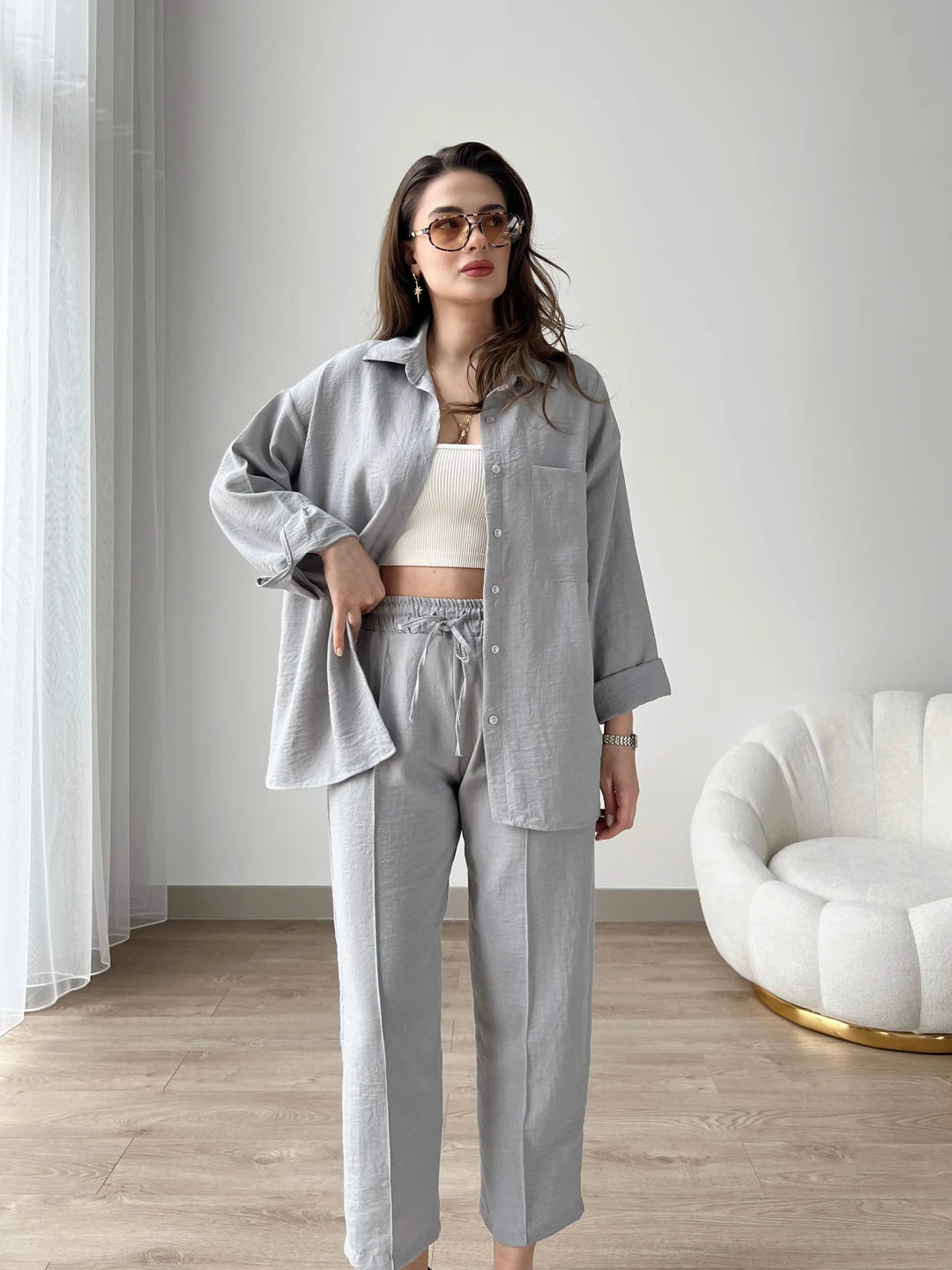 Short Leg Relax Fit Shirt Trouser Set