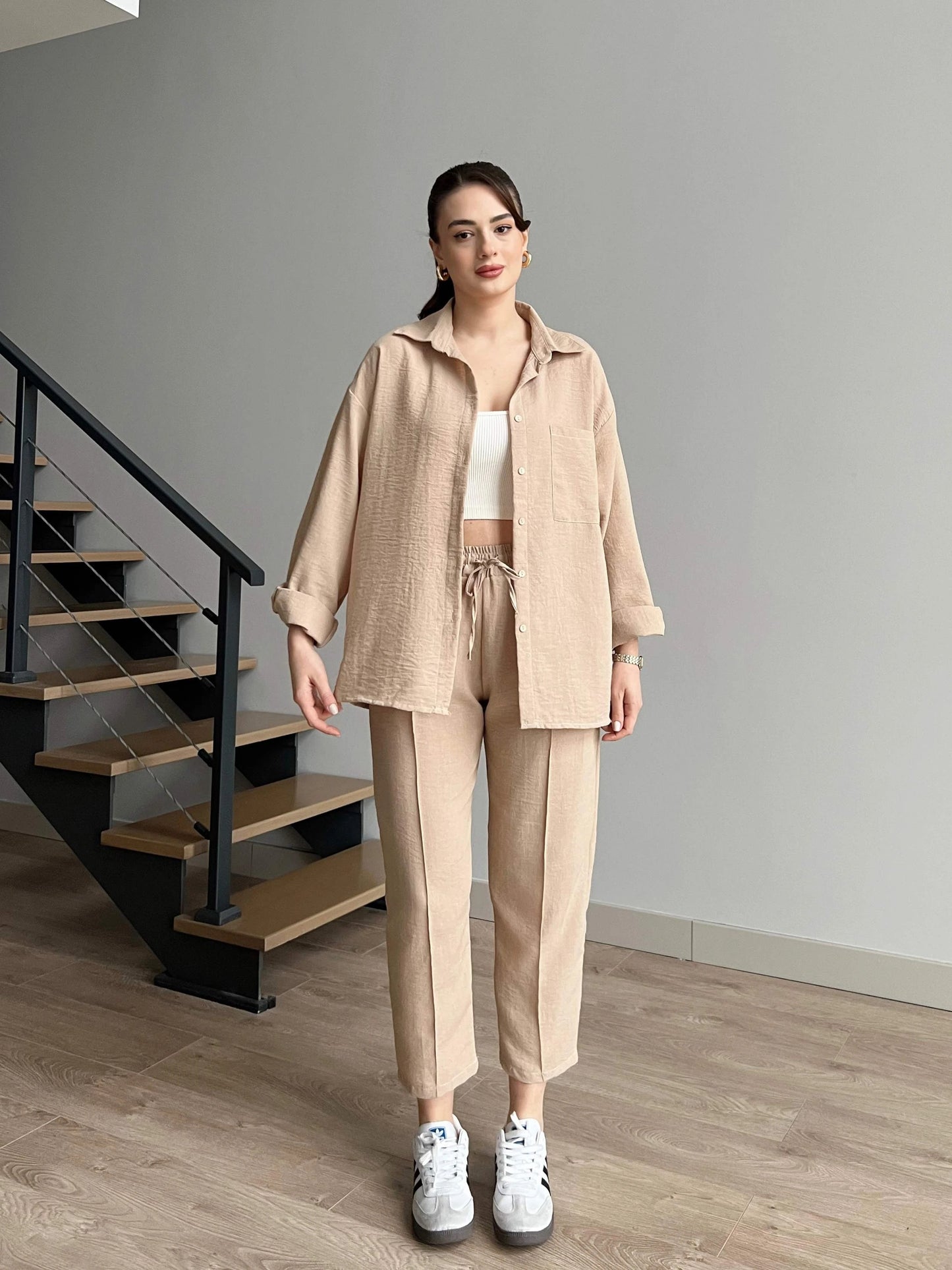 Short Leg Relax Fit Shirt Trouser Set