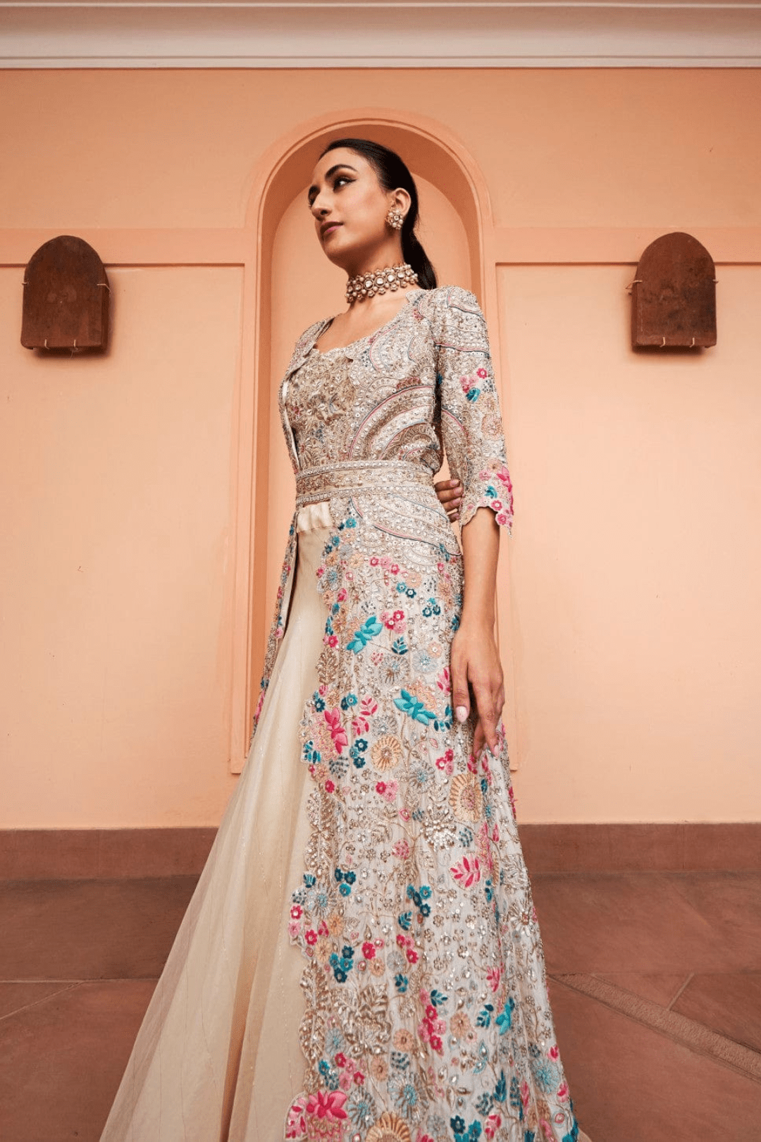 Pearl Embroidered Jacket Set