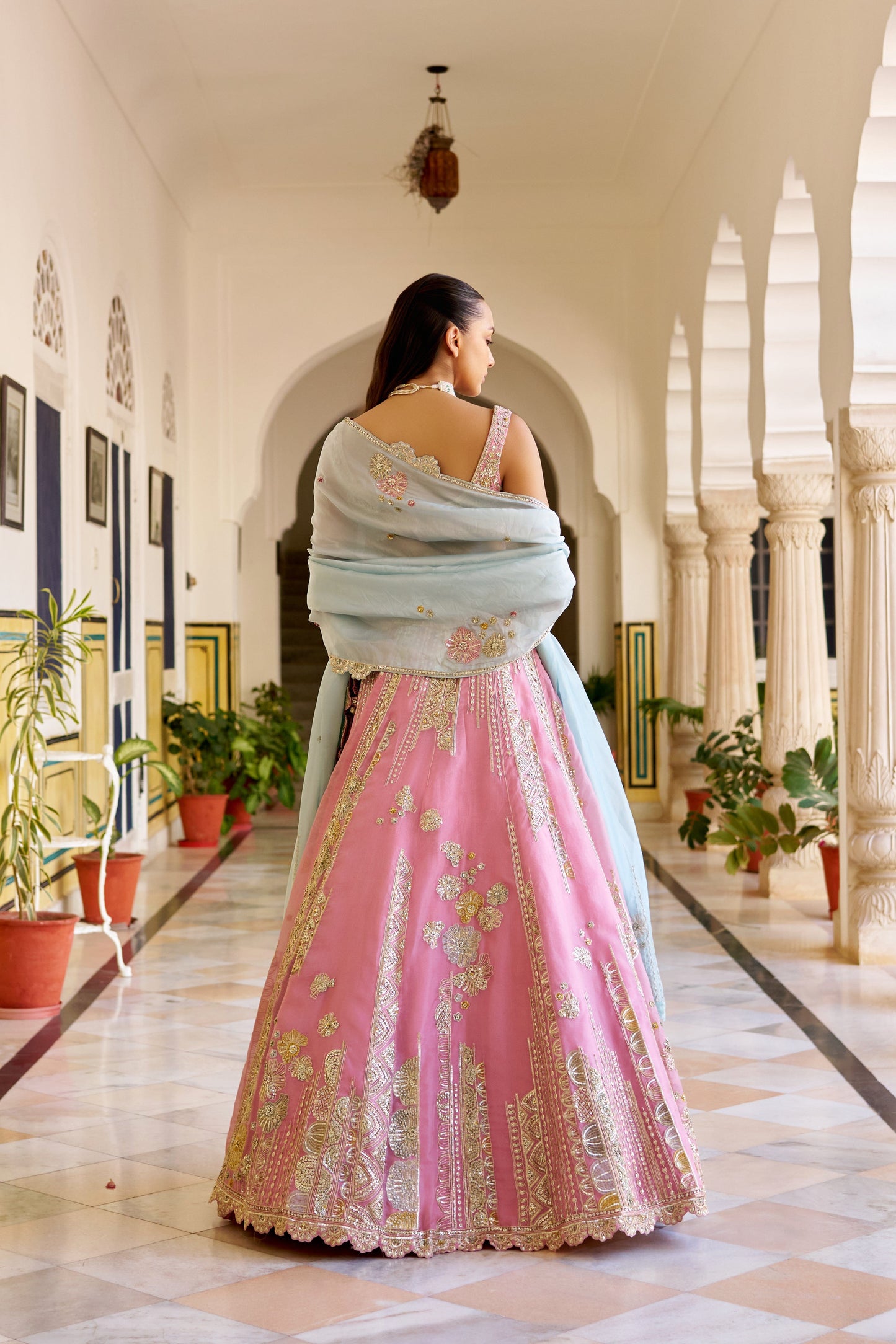 Rosaline Pink Organza Lehenga Set