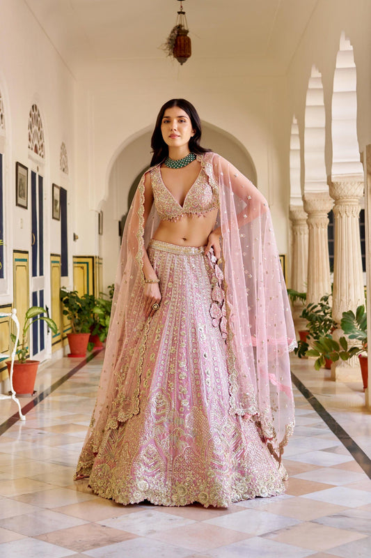 Rosaline Pink Organza Lehenga Set