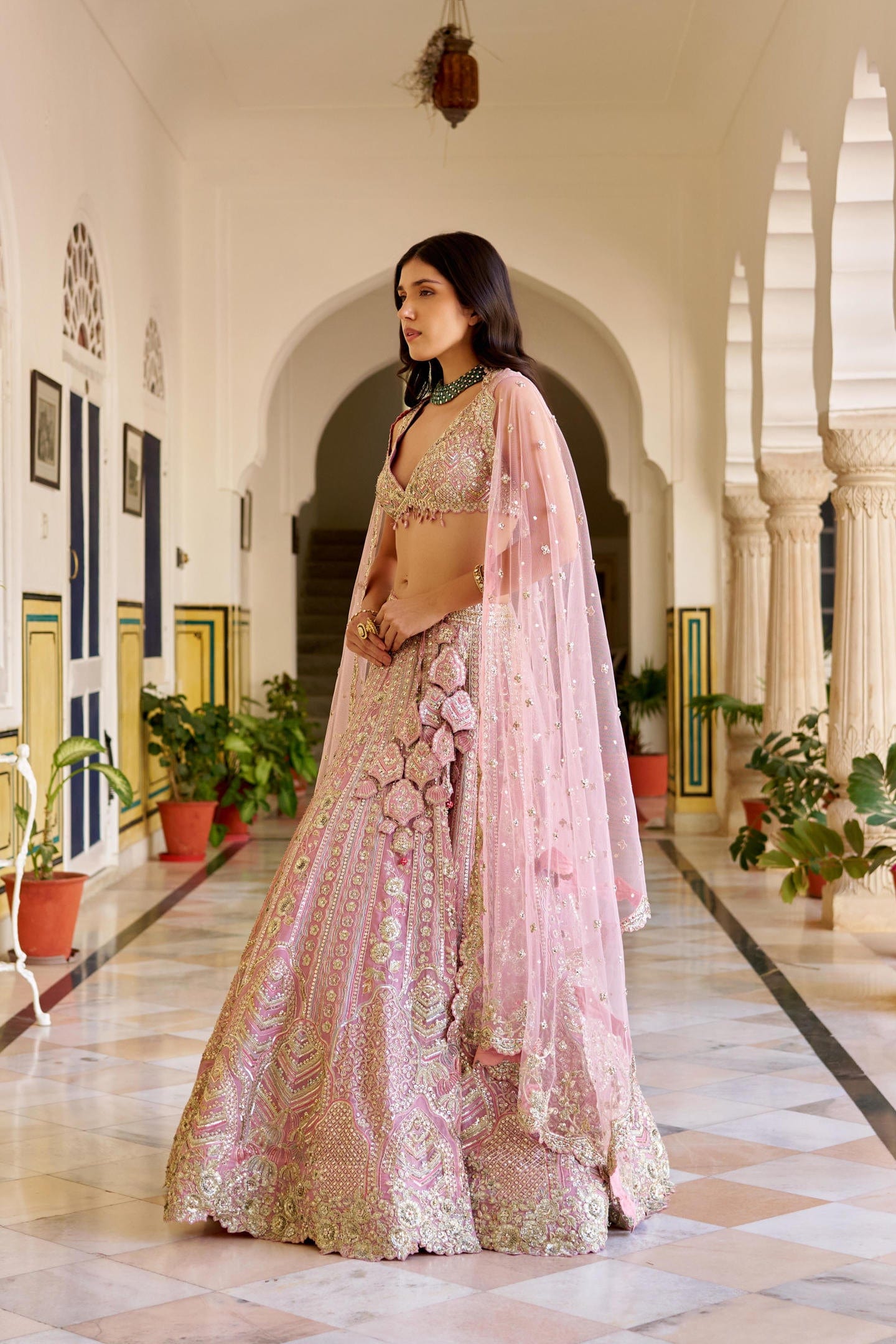 Rosaline Pink Organza Lehenga Set