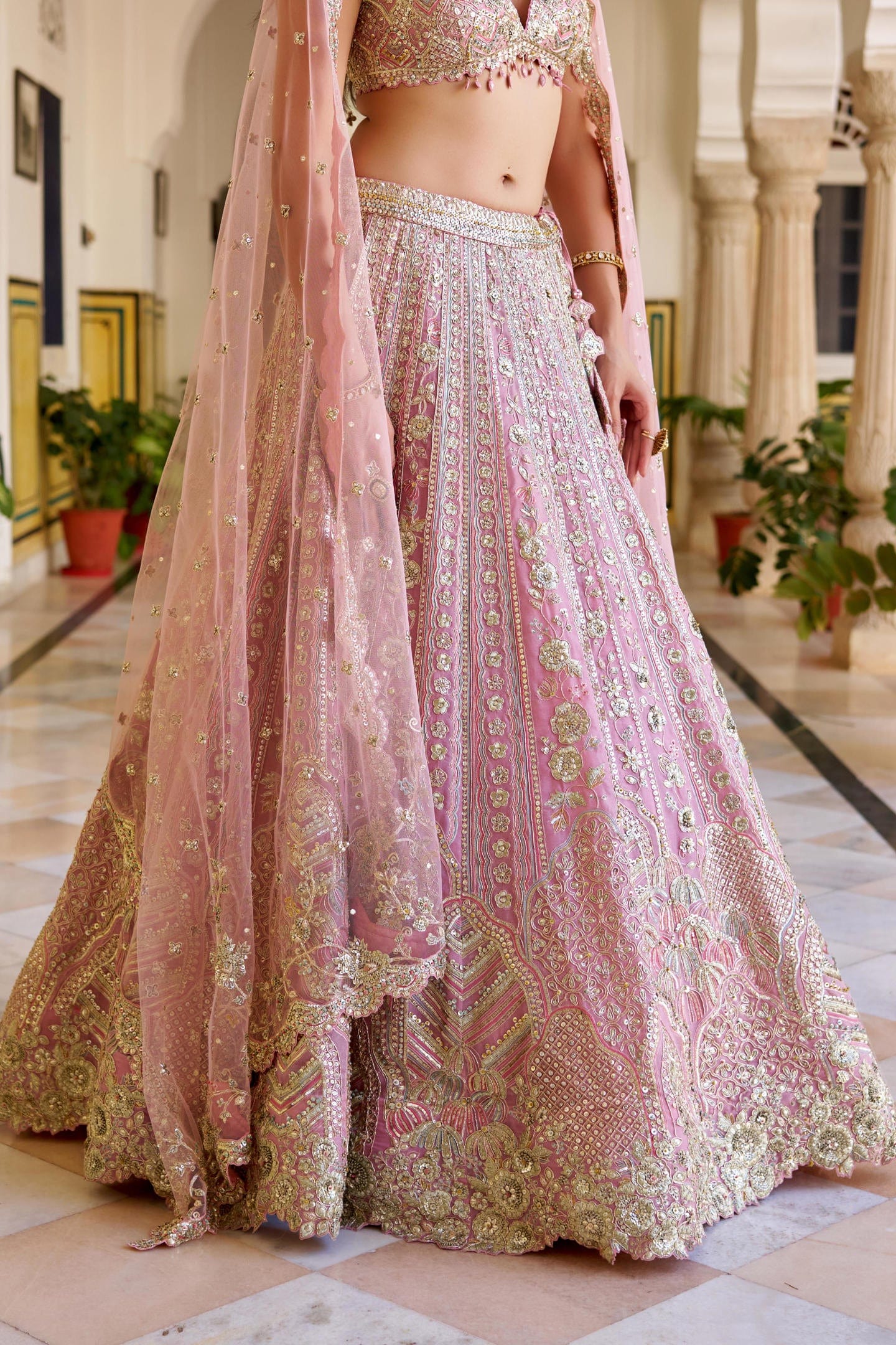 Rosaline Pink Organza Lehenga Set