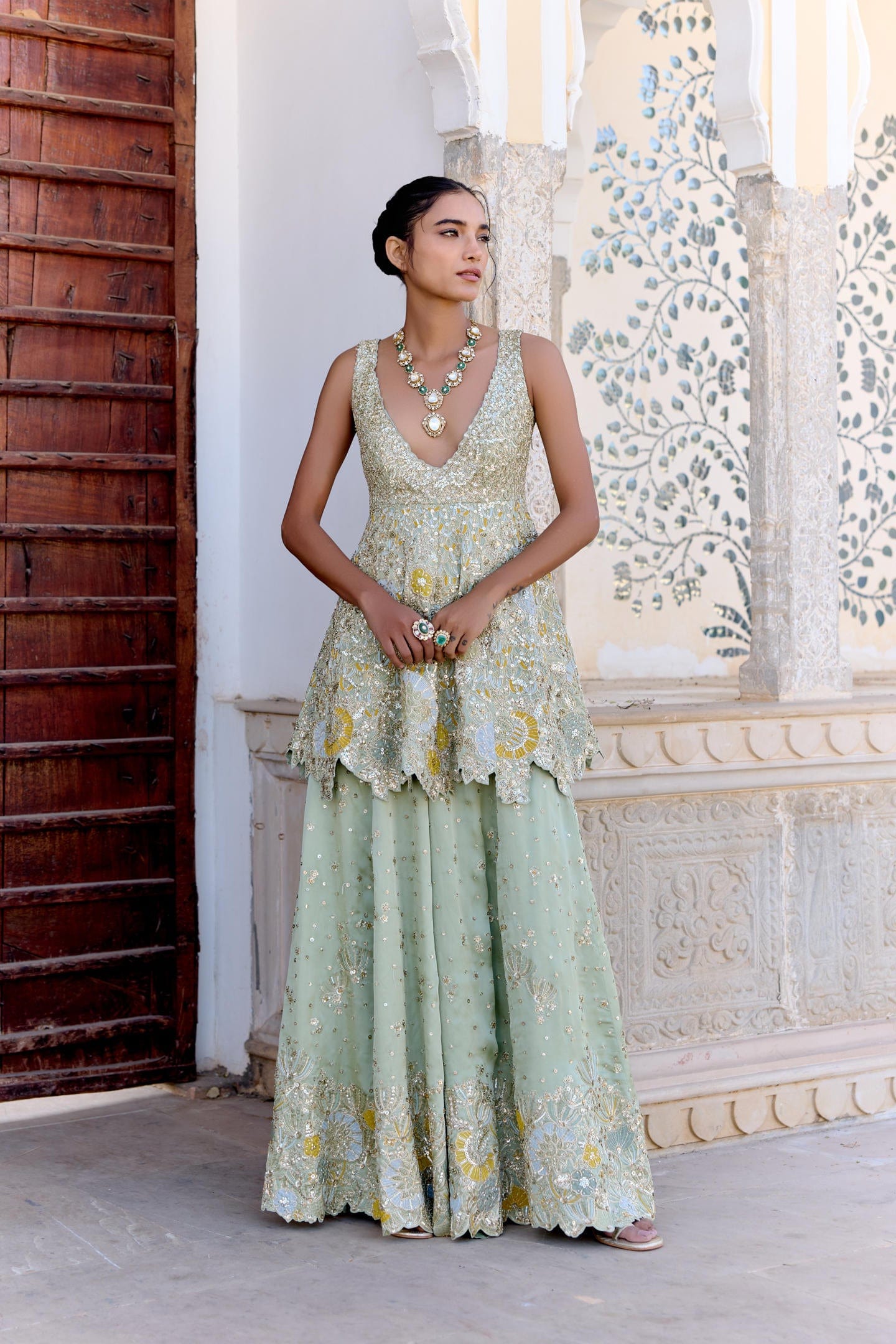 Sage Peplum Garara Set