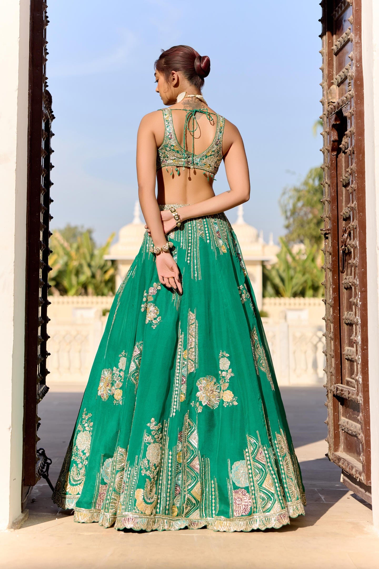 Jewel Green Organza Lehenga Set