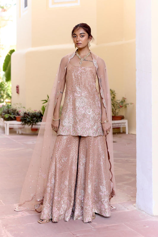 Caramel Taupe Sharara Set