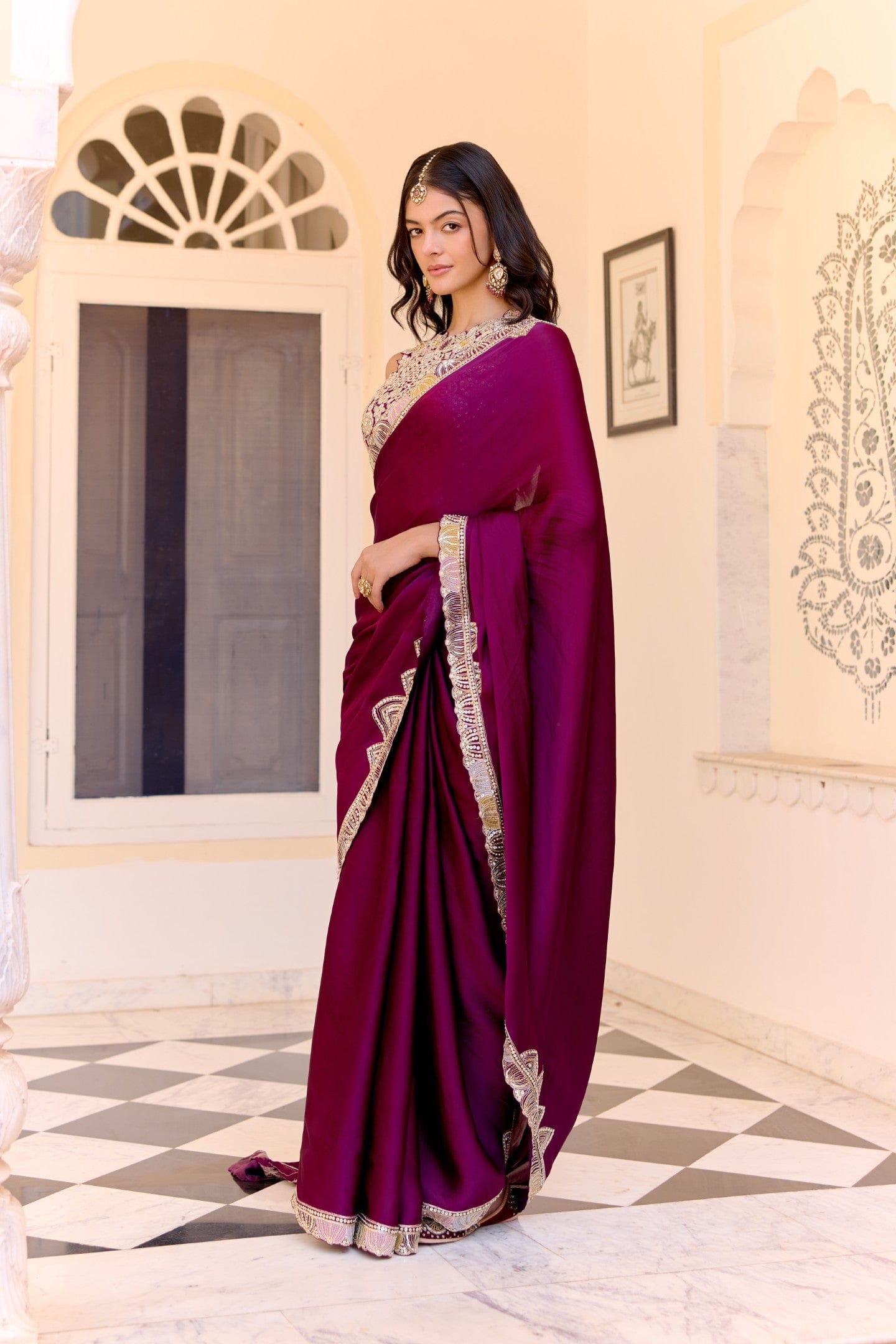 Dark Plum Saree Set
