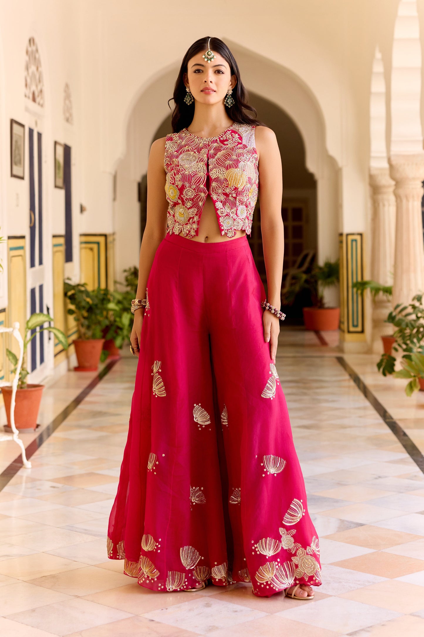 Cut Ruby Top and Garara Set