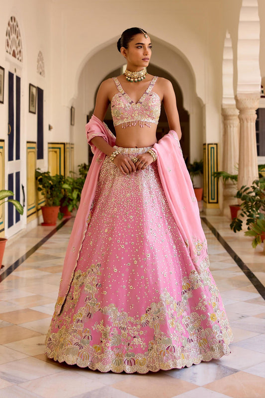 Rosaline Pink Tissue Lehenga Set