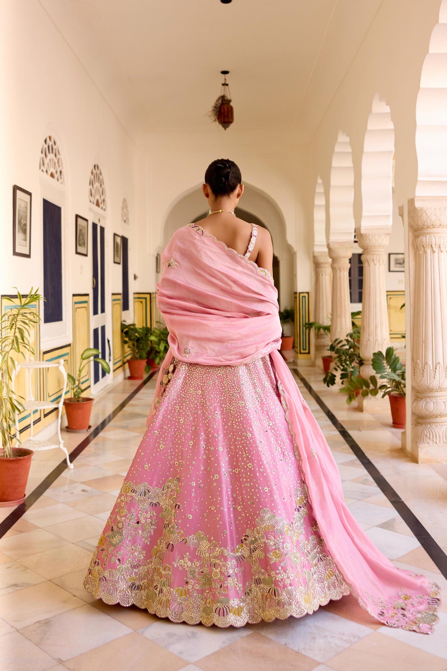 Rosaline Pink Tissue Lehenga Set