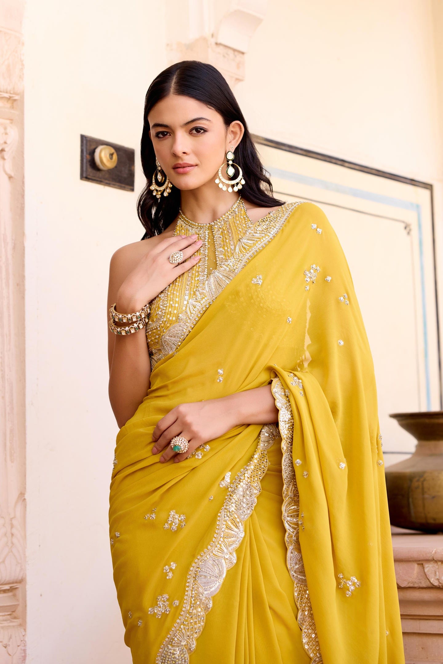 Canary Yellow Saree Set
