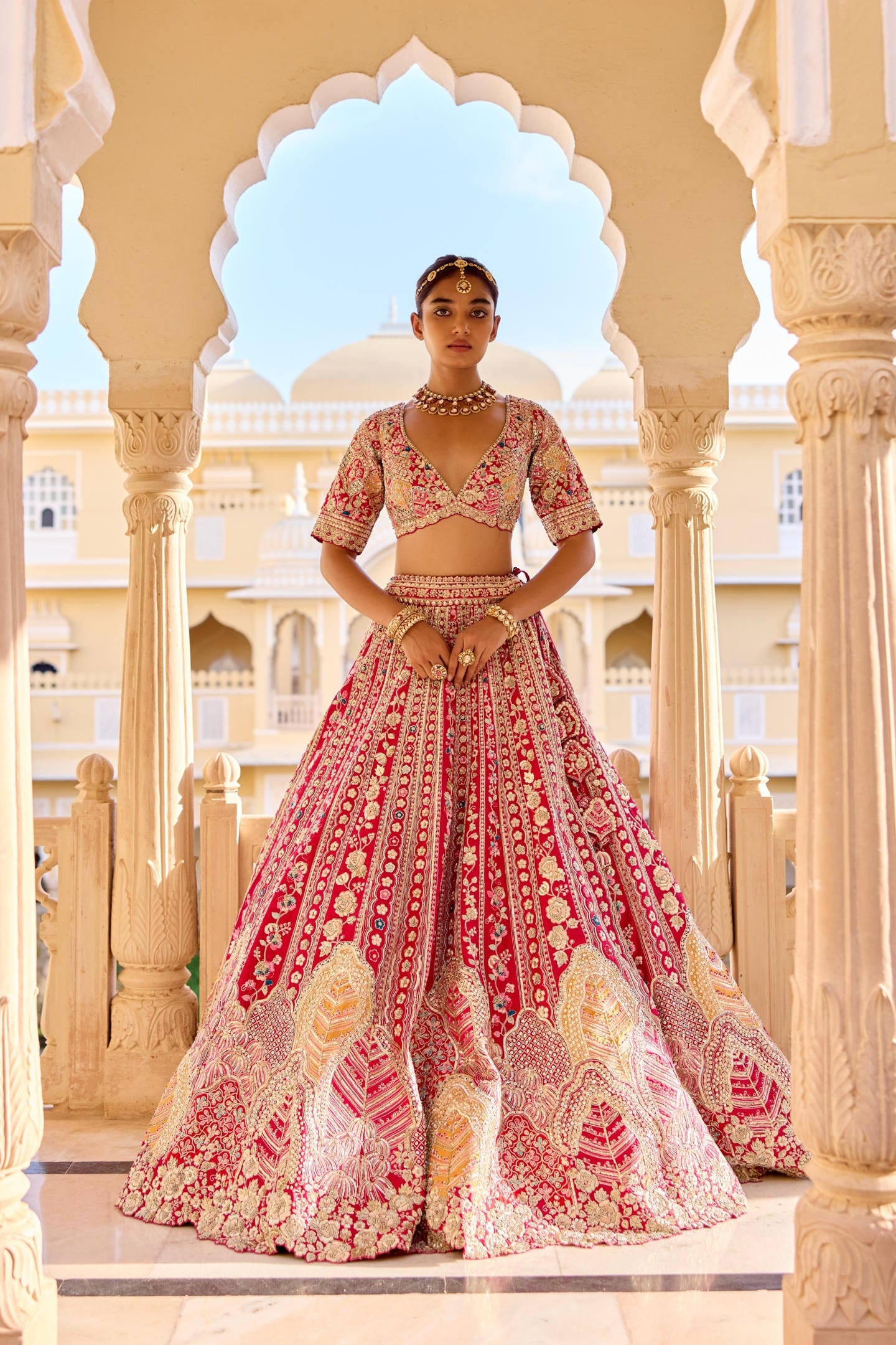 Cut Ruby Bridal Lehenga Set