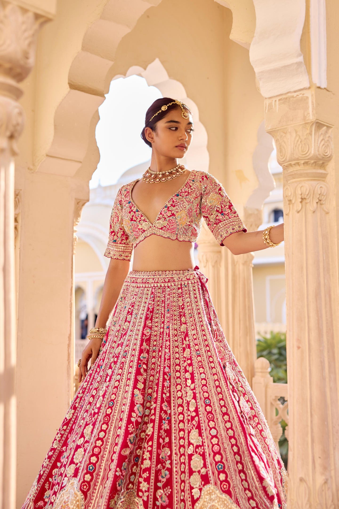 Cut Ruby Bridal Lehenga Set