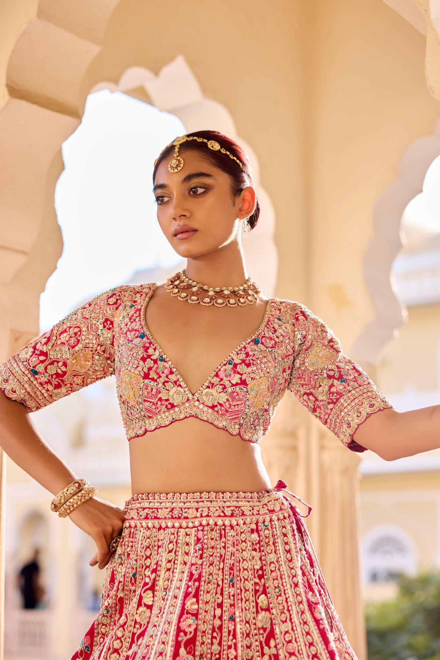 Cut Ruby Bridal Lehenga Set