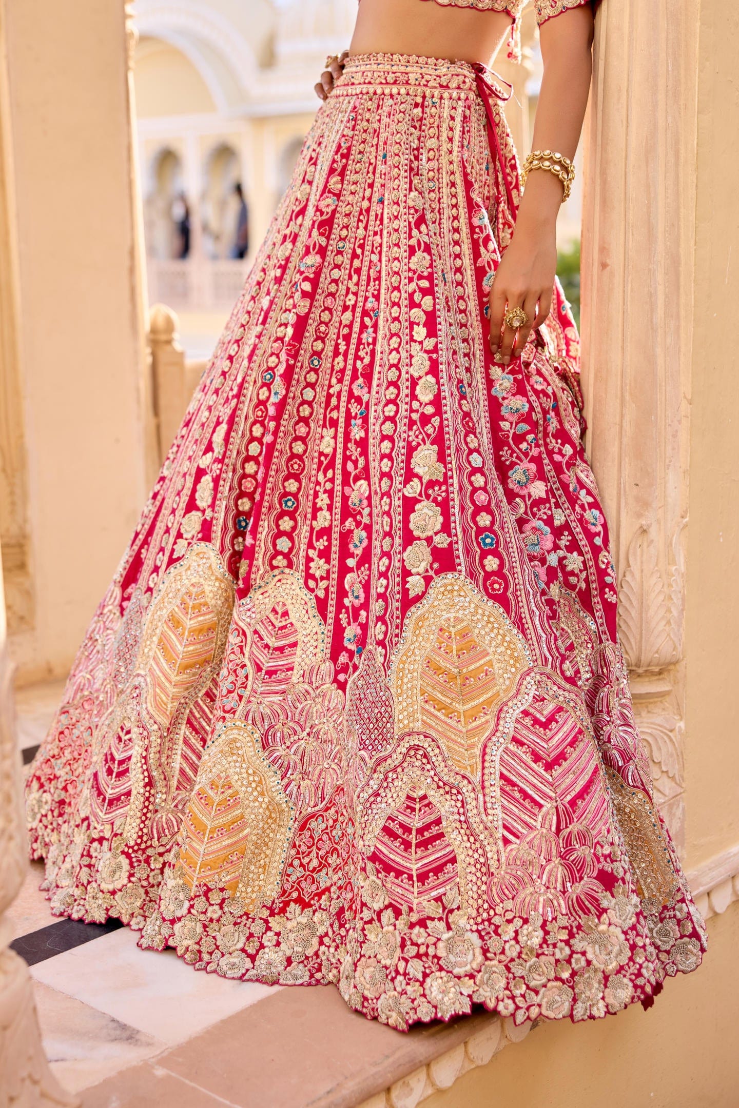 Cut Ruby Bridal Lehenga Set