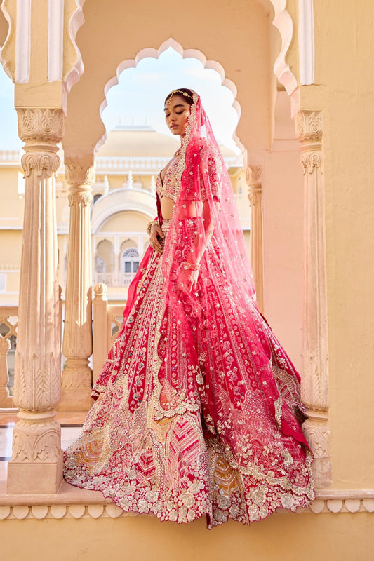 Cut Ruby Bridal Lehenga Set