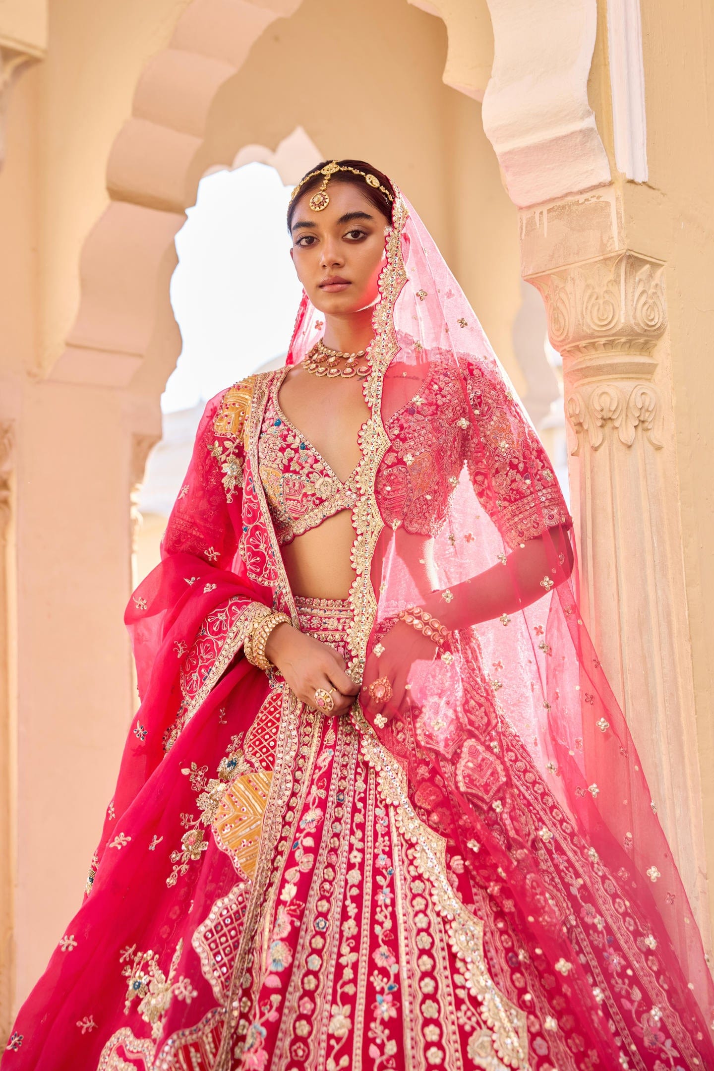 Cut Ruby Bridal Lehenga Set