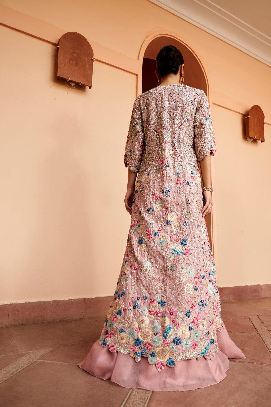 Soft Berry Embroidered Jacket Set