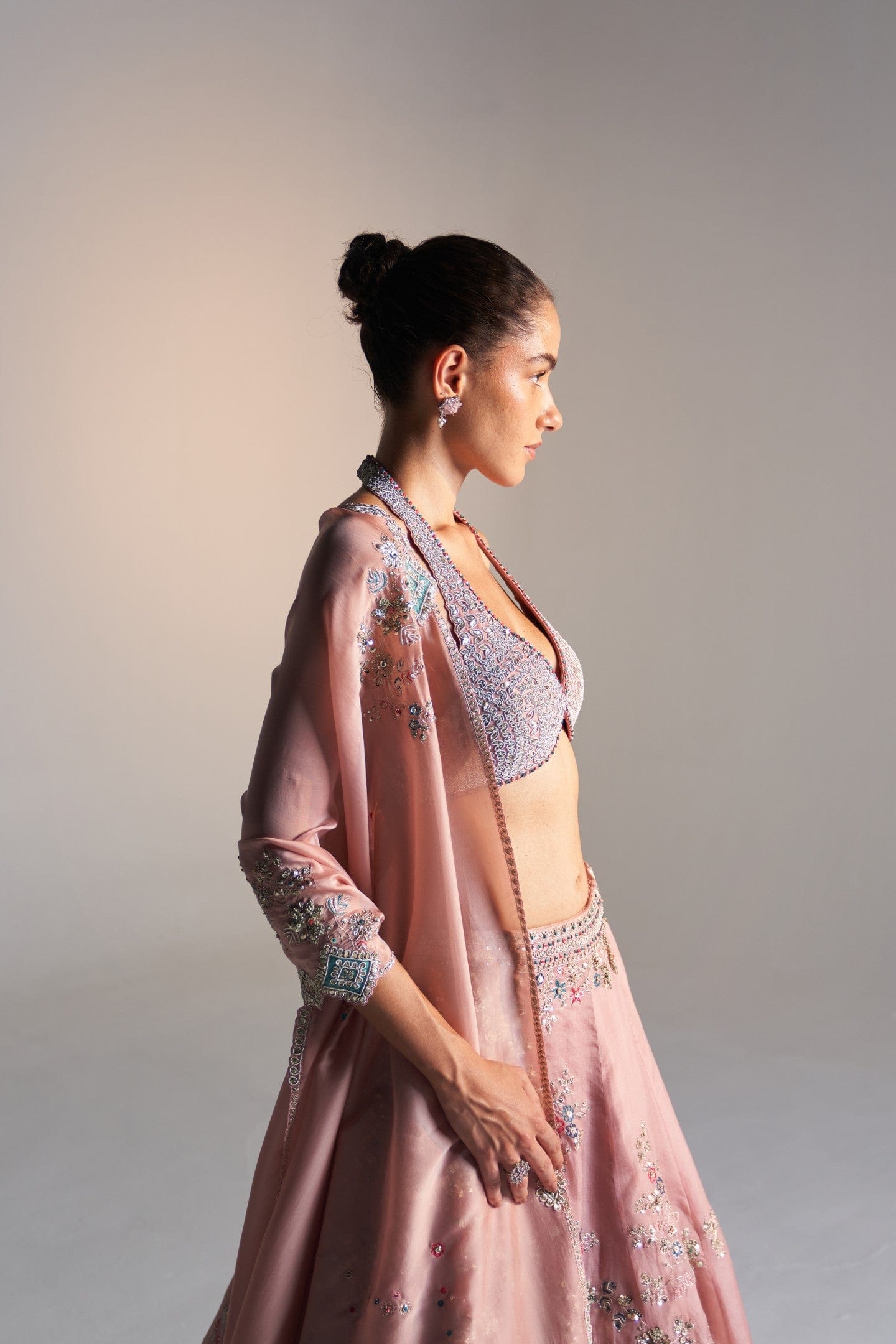 Camellia pink  organza lehenga