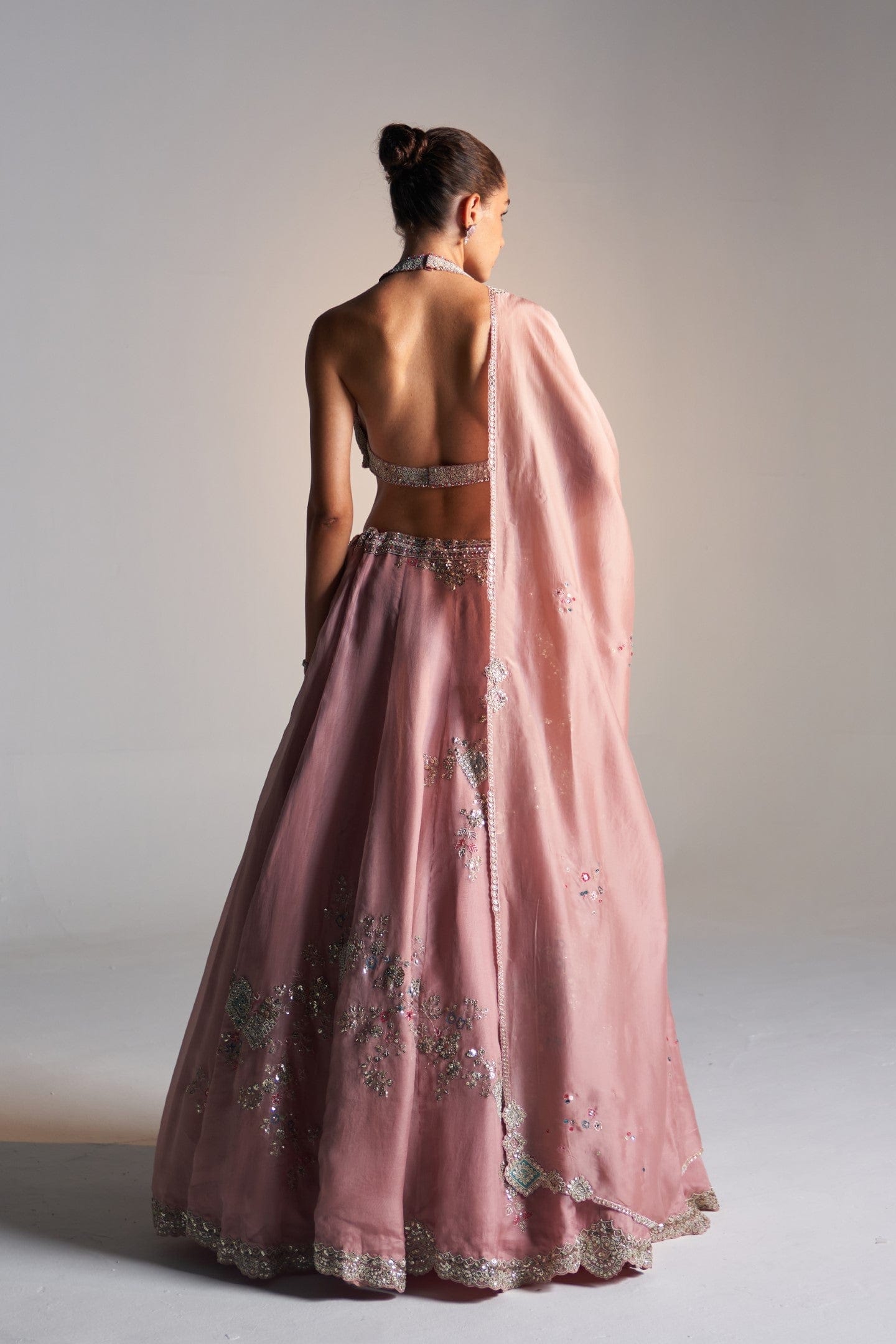 Camellia pink  organza lehenga