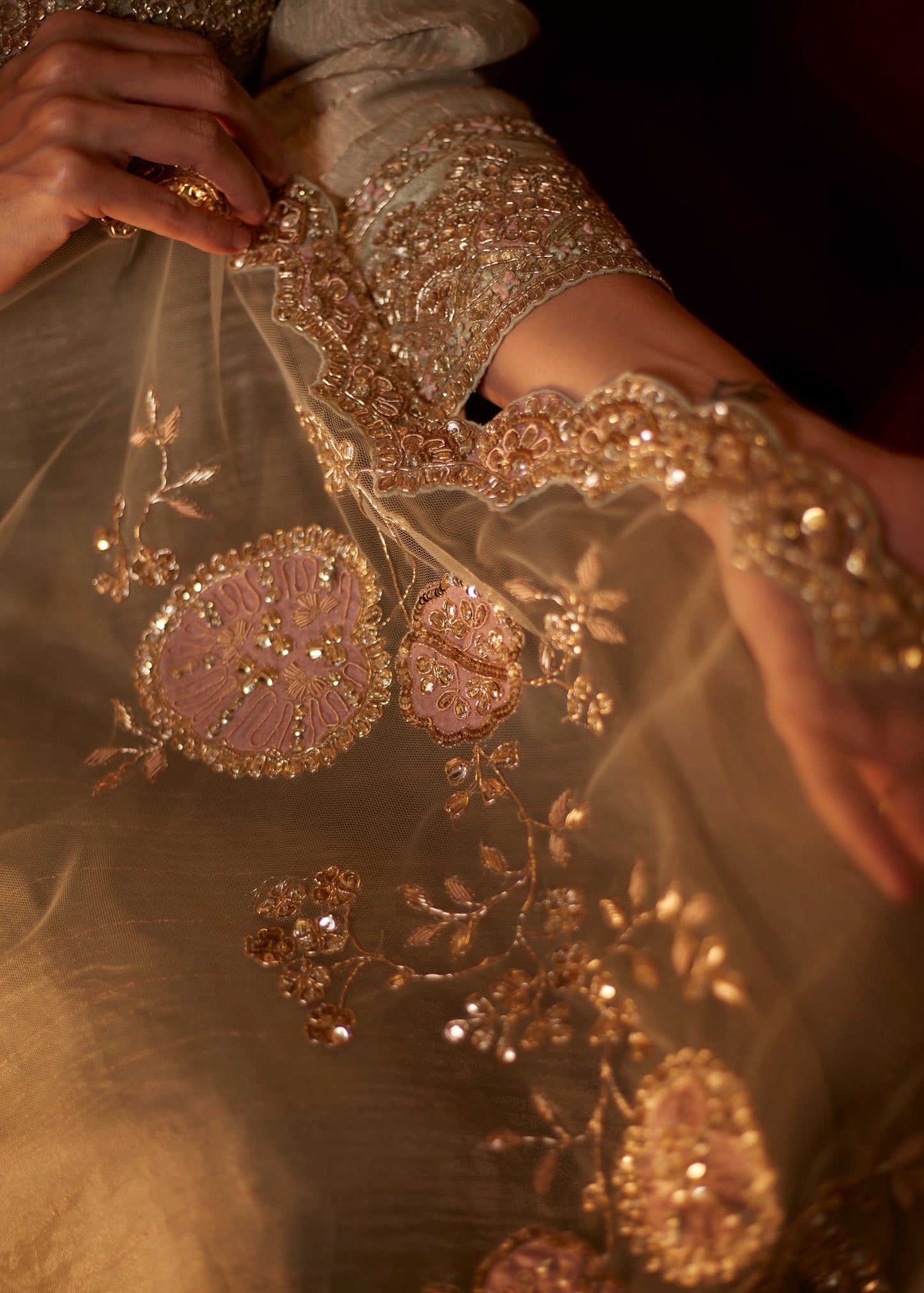 Tea Green Tissue Anarkali Set