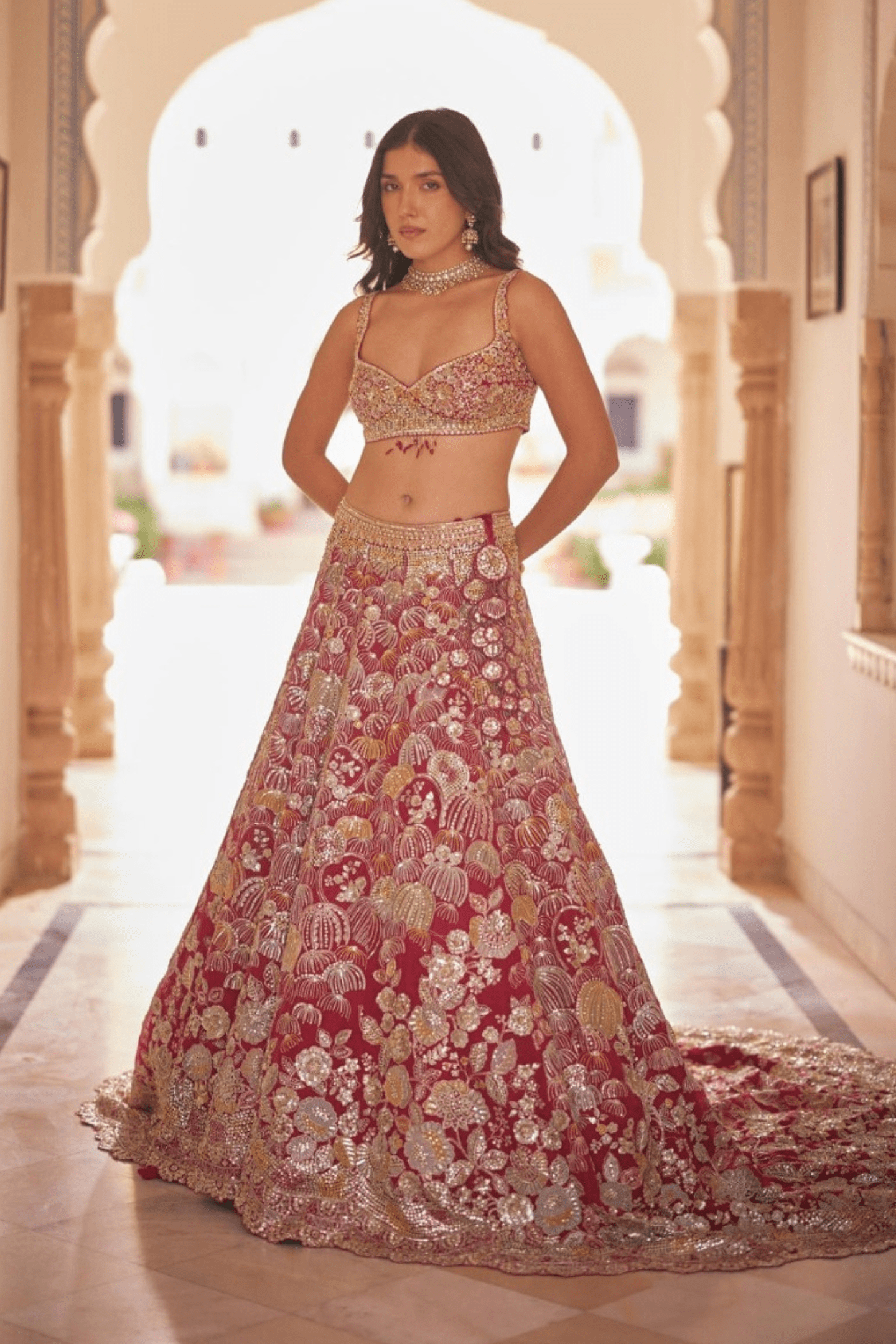 Cut Ruby Trail Lehenga Set