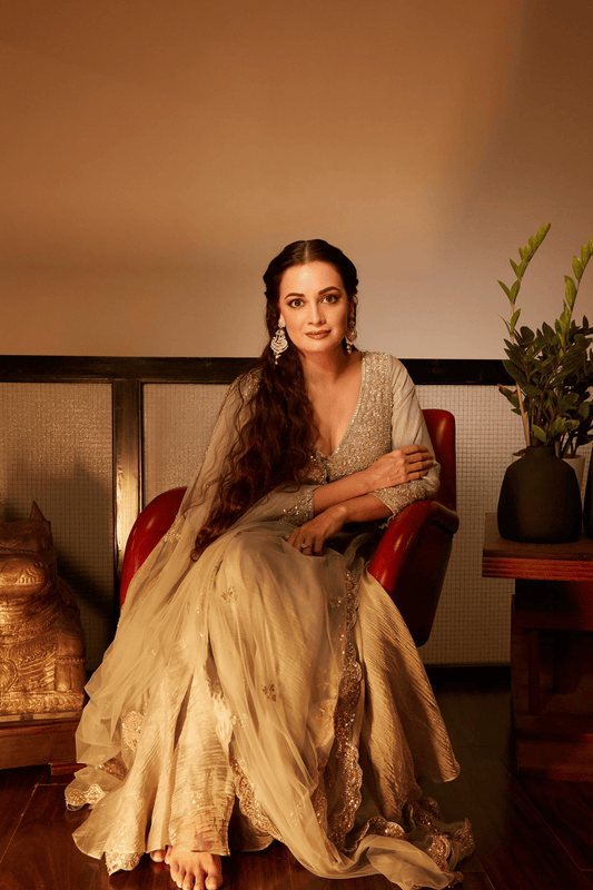 Tea Green Tissue Anarkali Set