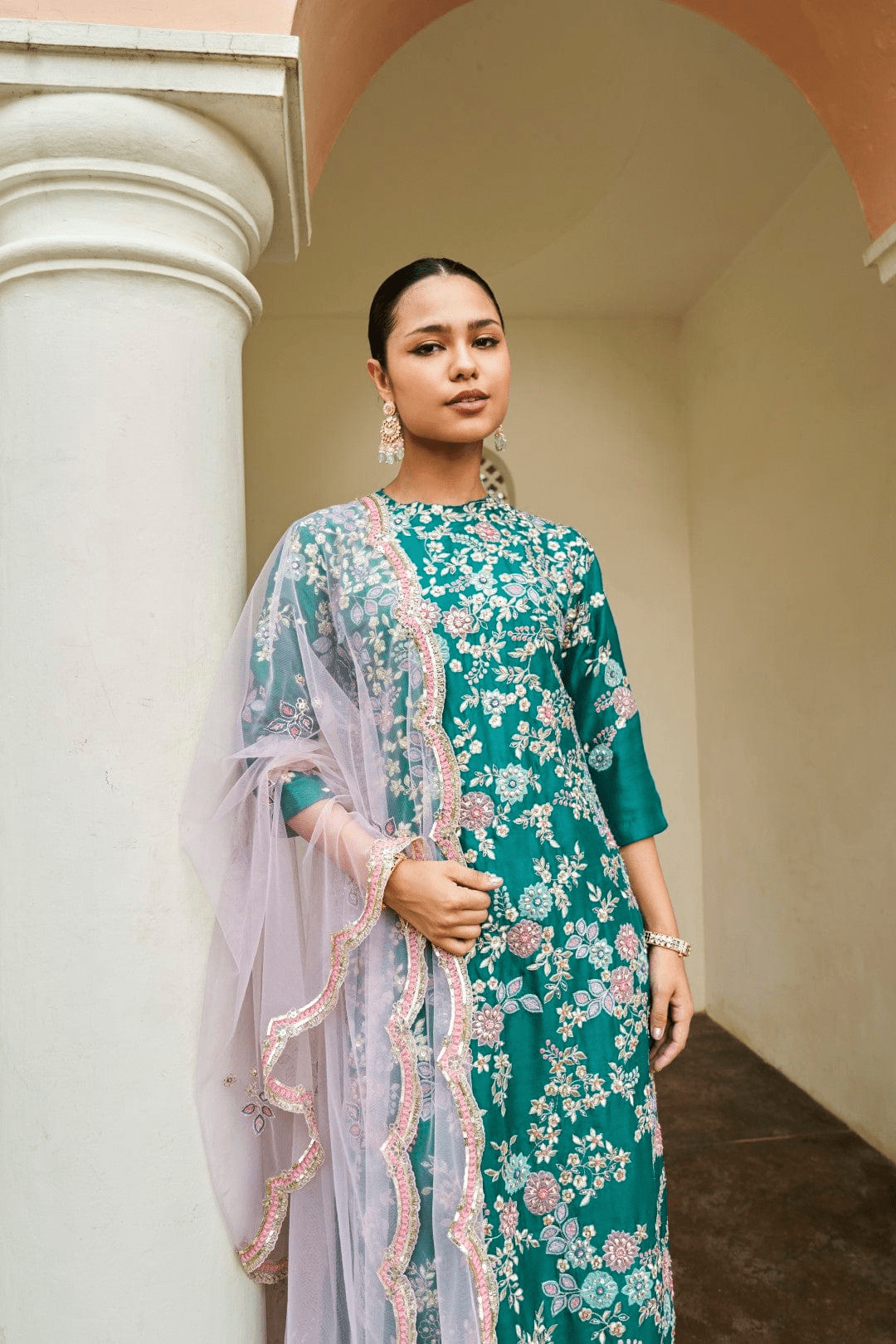 Pine Embroidered Straight Kurta Set