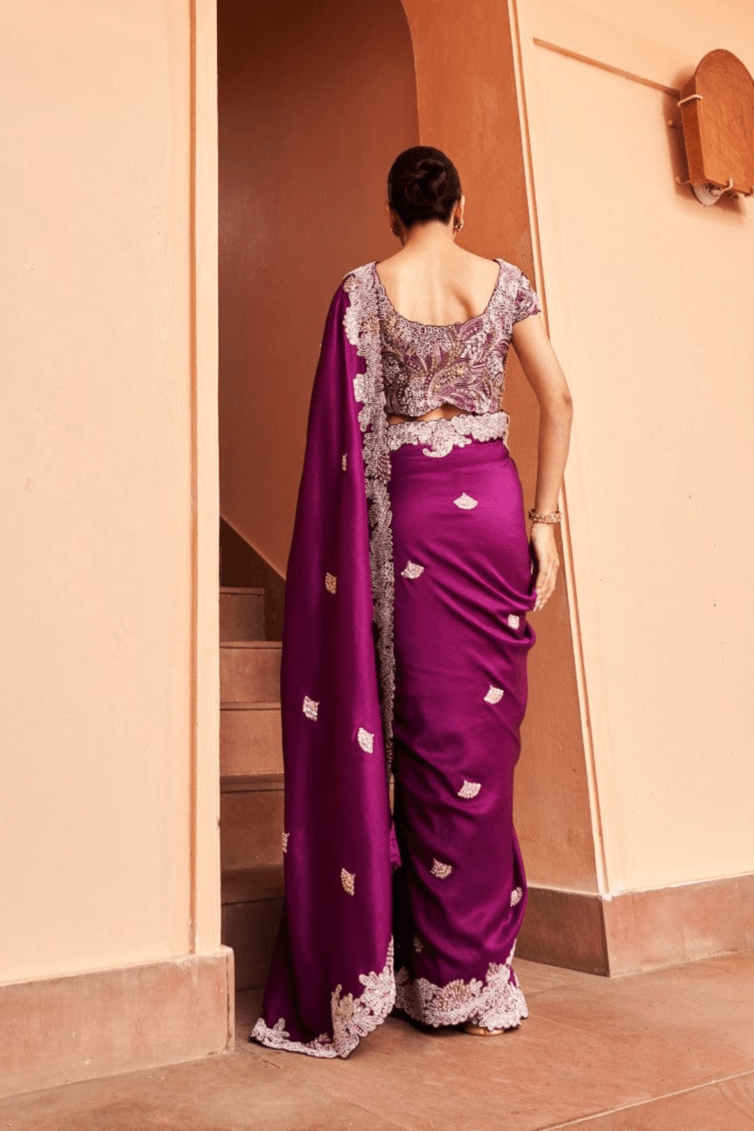 Aubergine Embroidered Saree